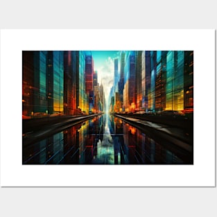 City Landscape Concept Abstract Colorful Scenery Painting Posters and Art